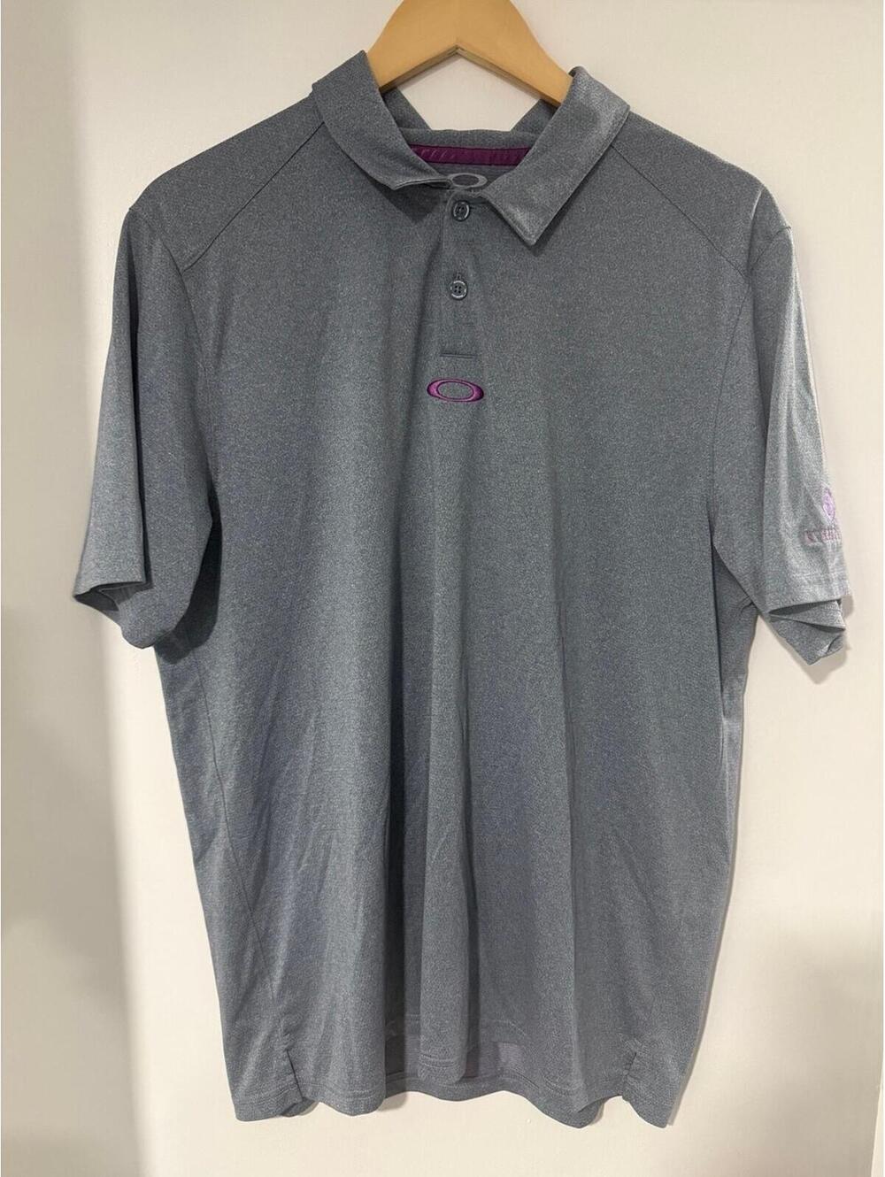 Oakley Golf Polo Shirt Men’s Large Gray Purple Performance Golf Hydrolix